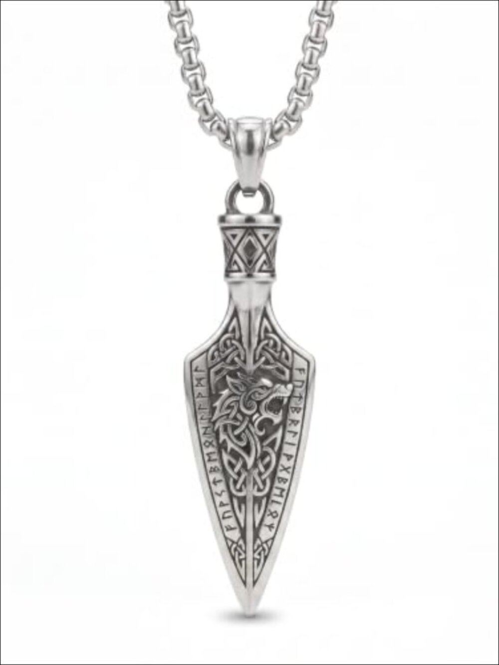 925 Sterling Silver Viking Arrowhead Necklace Celtic Rune Pendant Men
